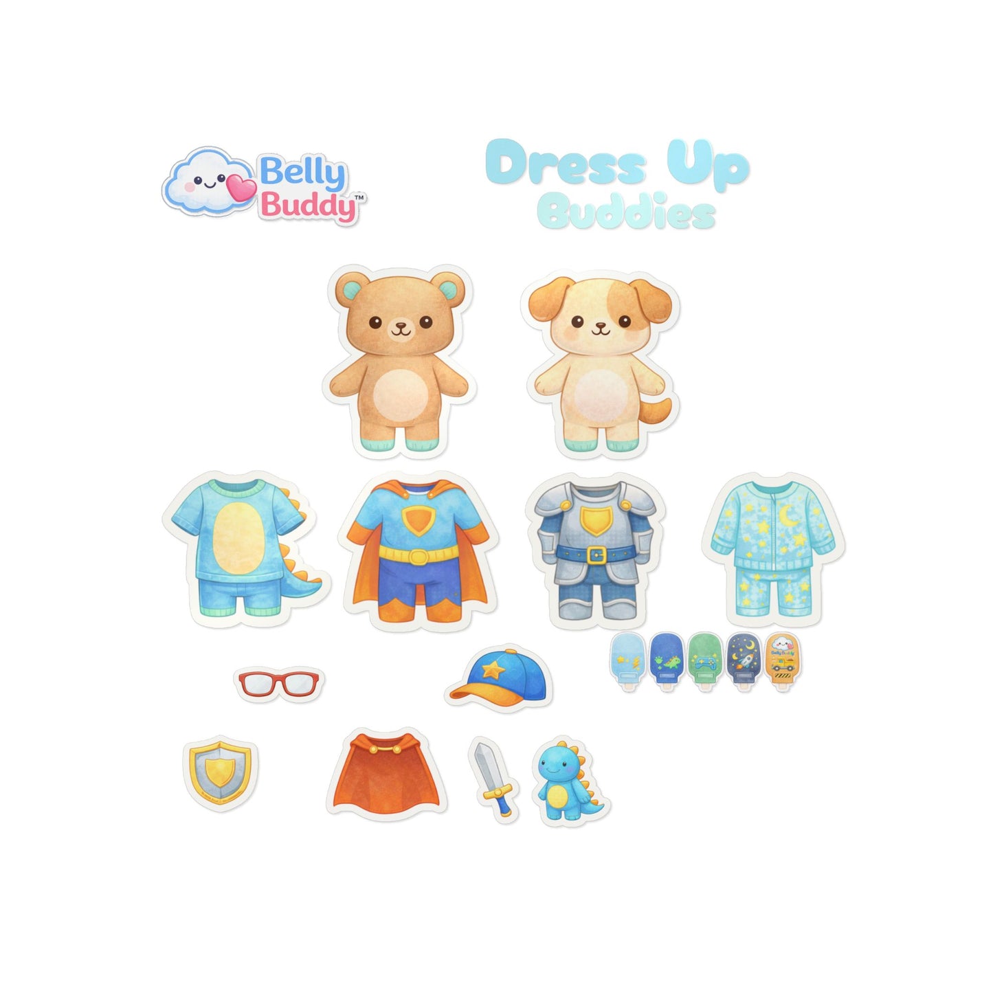 Belly Buddy™ Dress Up Buddies Boy- Big Kid Ostomy Stickers