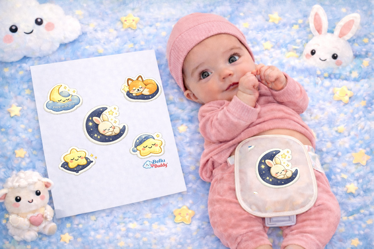 Belly Buddy™ Quiet Nights - Newborn Ostomy Stickers