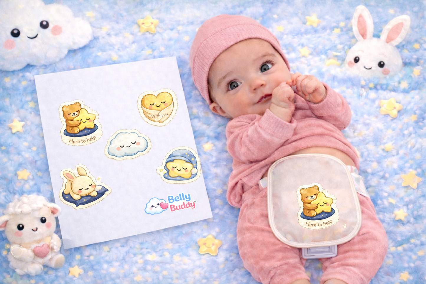 Belly Buddy™ Little Comforts Newborn Ostomy Stickers