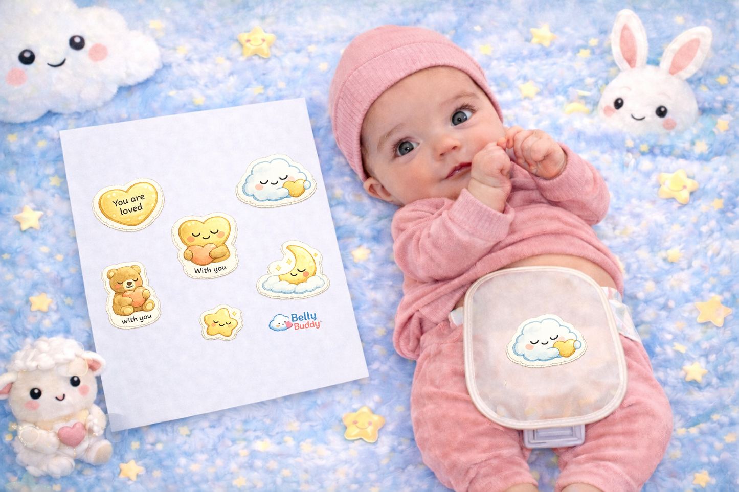 Belly Buddy™ Healing Helpers - Newborn Ostomy Stickers