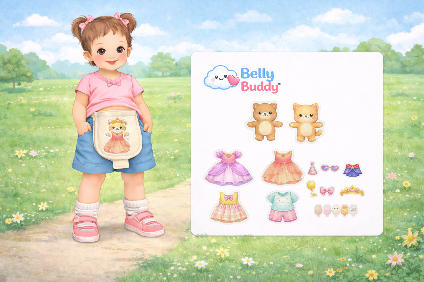 Belly Buddy™ Dress Up Buddies Girl- Big Kid Ostomy Stickers