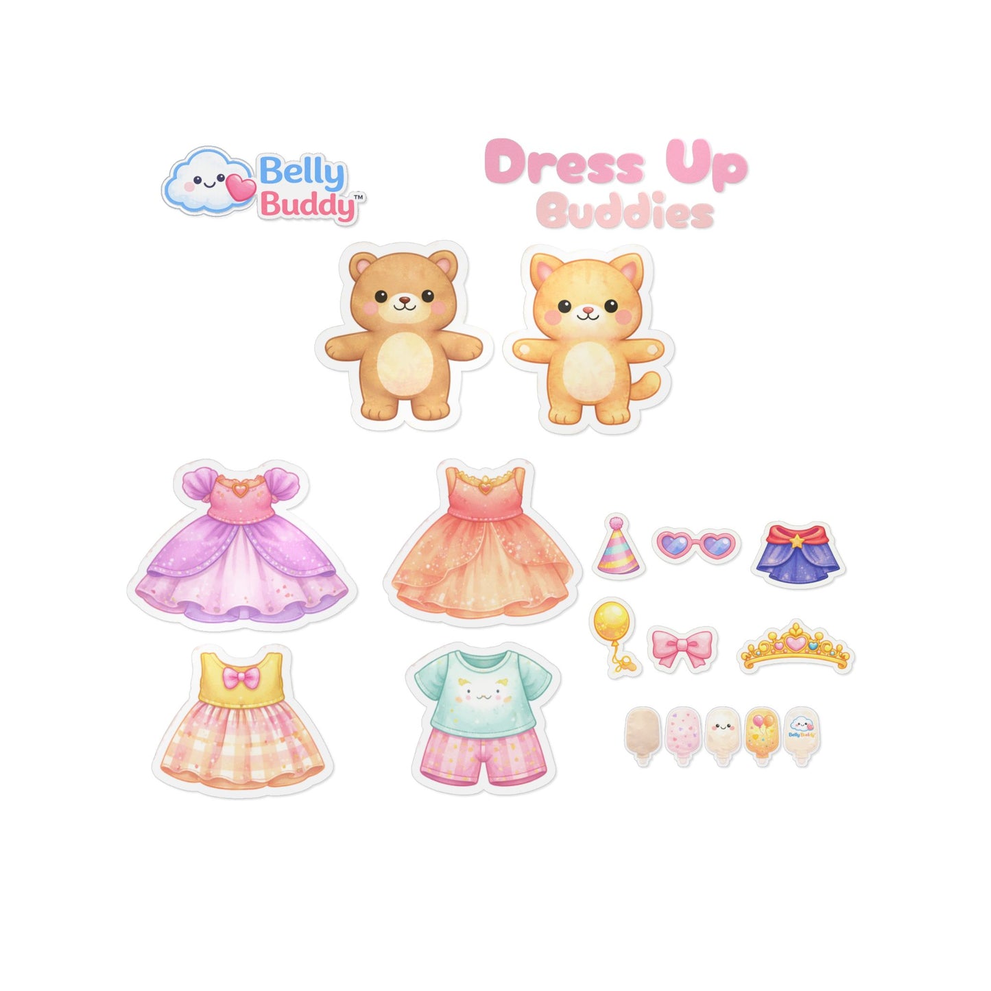 Belly Buddy™ Dress Up Buddies Girl- Big Kid Ostomy Stickers
